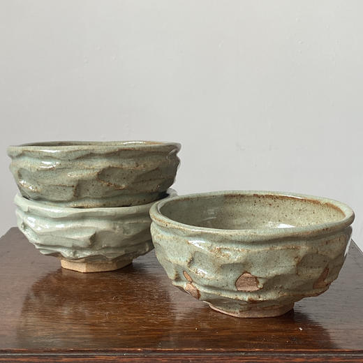 日本中古粗陶手作器皿 带签章 X1520 商品图0