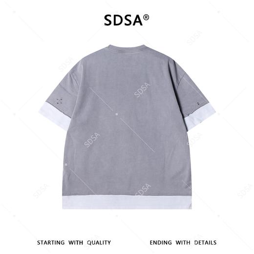 26034SDSA男装2026新款高贵轻奢高街拼接割破设计圆领短袖T恤百搭时尚 商品图4