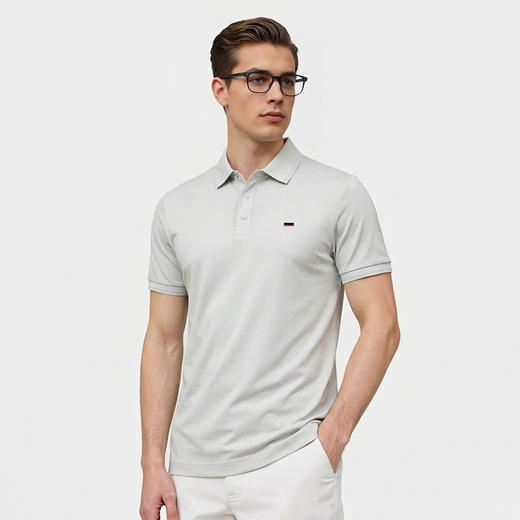 质感舒适男装夏季新款纯色优质面料短袖翻领男士上衣   XLM-CM8687161 商品图4