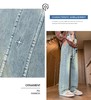 F031853新款贴皮标重工水洗刺绣串标相拼宽松直筒牛仔裤 商品缩略图7
