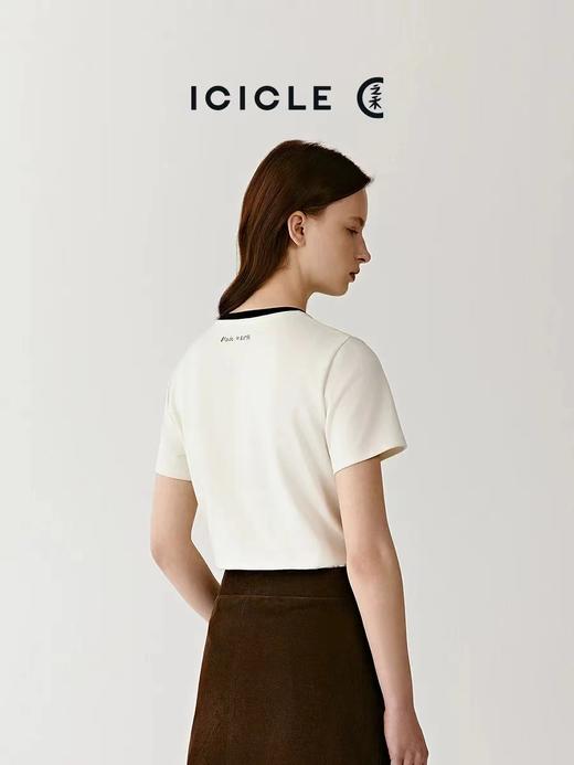 F0318113女装2026春季新款棉针织布T恤撞色圆领休闲短袖 商品图11