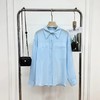 F031884春夏新款苎麻棉宽松排扣轻薄通透苎麻薄荷Baby蓝衬衫 商品缩略图1