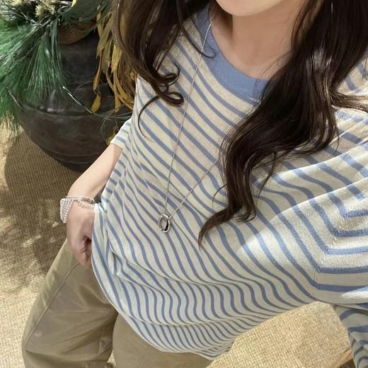 人手B入！ into天丝亚麻条纹   刘雯同款罩衫 康宝莱纱线  舒爽不粘腻   透气针织长袖T恤 商品图2
