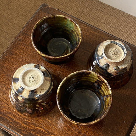 日本中古粗陶手作器皿 带签章 X1522 商品图1