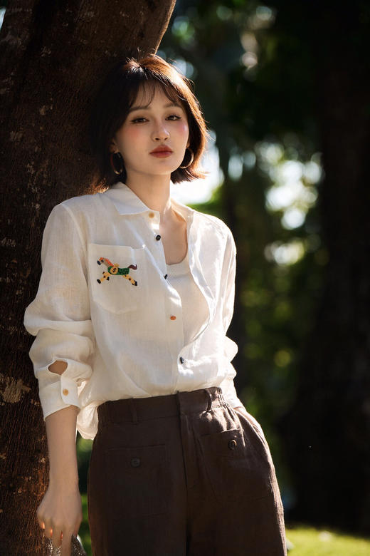 YAW8866亚麻刺绣衬衫 商品图8