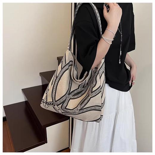 UNI*同款原创小马图腾_编织设计原麻亚麻印花帆布包 商品图13