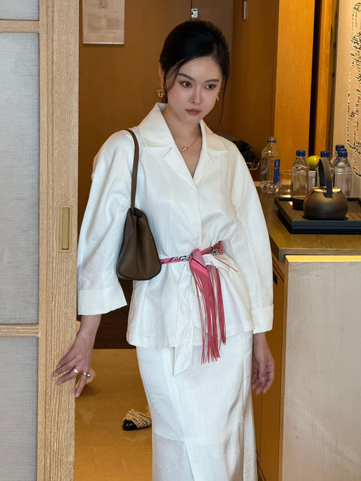 DUO智仙生 黑标 都市丽人的梦想套装 老钱风衣感亚麻衬衫 商品图1