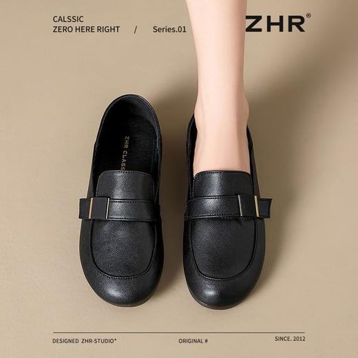 ZHR软底妈妈鞋一脚蹬乐福鞋2025夏新款平底百搭小皮鞋黑色工作鞋 商品图7