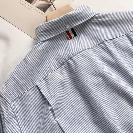 F031831春秋新款宽松直简大廓形条纹纯棉牛津衬衫单排扣立领衬衣 商品图2