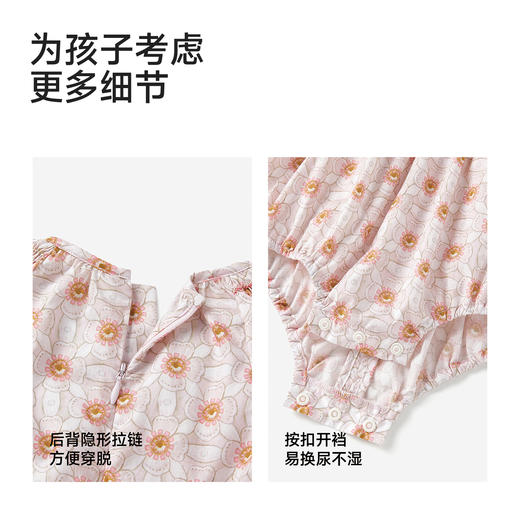 【商场同款】英氏女宝宝连体衣夏季新款短袖裆哈衣婴儿爬服包屁衣 商品图4