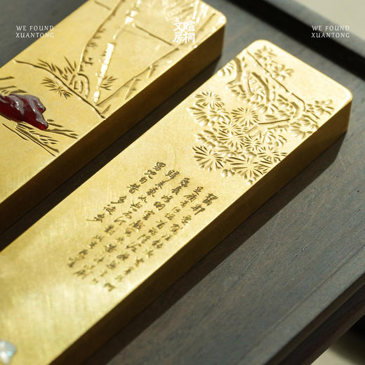 暄桐文房 走马清风 黄铜嵌珍珠母贝纸镇 商品图1