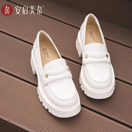 ARCHCONTACT安启美奈圆头深口复古厚底松糕乐福鞋52852 商品图4