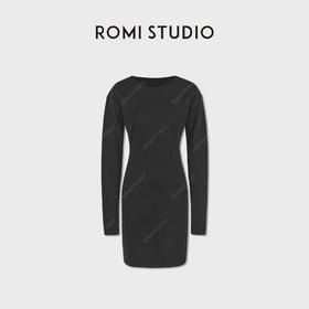 ROMI STUDIO澳洲100%羊毛简约小圆领中长款针织连衣裙RWDSLT3016
