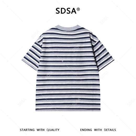 26T155SDSA男装2026新款轻奢老钱风简约撞色斜纹短袖T恤领口拼接百搭 商品图5