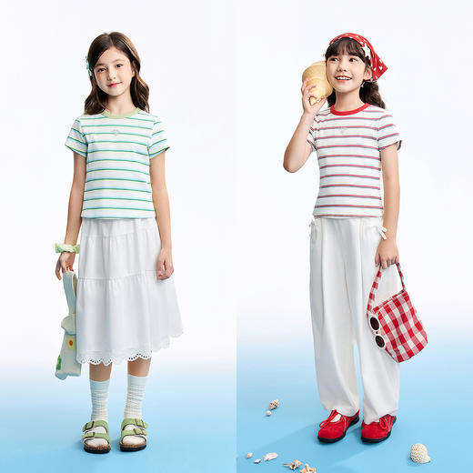 女童圆领短袖针织衫夏季新款安奈儿童装EG621665 商品图3