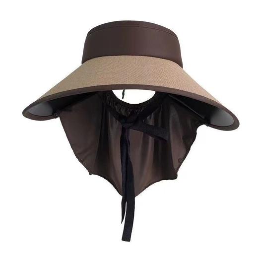 【堪比防晒伞❗️全脸防晒空顶帽】全脸遮光大面积防护，不遮视线视野更开阔❗️遮侧脸护后颈，物理防晒更安心，护披肩防紫外线骑车草编空顶太阳帽可折叠L 商品图4