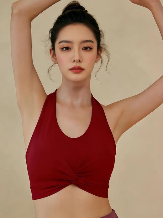 瑜伽服运动上衣背心前胸扭结带胸垫瑜伽背心普拉提户外健身 000LSWD054 商品图1