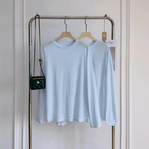 F031883夏日氧气薄荷蓝~ 新款法式莱赛尔天丝面膜t长袖上衣 商品图0