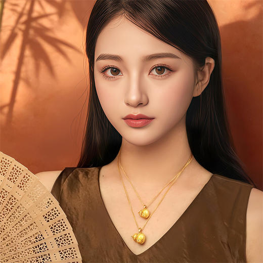 【新品首发】足金铜钱纹葫芦套链【按克计价黄金2】MEMORA诗普琳GN267401、GN267402 商品图1
