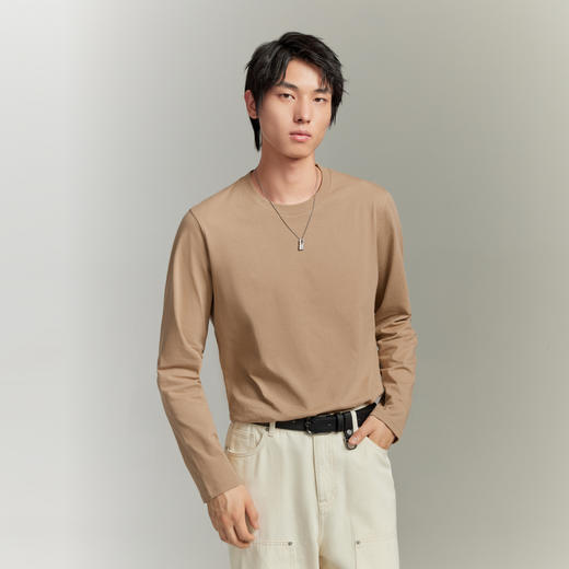 GXG男装 基础经典款多色打底简约时尚舒适爽滑长袖圆领T恤 秋季热卖 商品图2