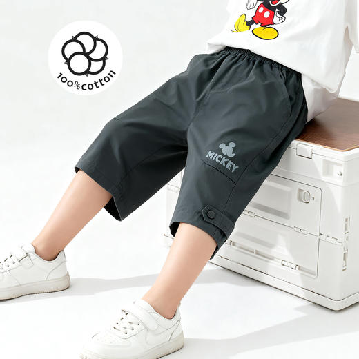 迪士尼男童夏日碳灰七分裤短裤梭织七分裤XD2EK001 商品图2