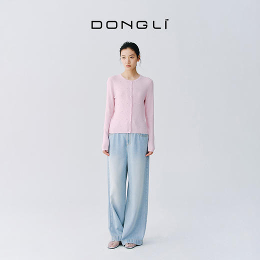 东黎 • 万物复苏 凝露 山羊绒桑蚕丝 女士春季圆领系扣开衫 6048 商品图2