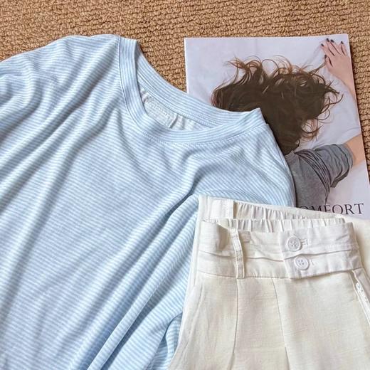 F031883夏日氧气薄荷蓝~ 新款法式莱赛尔天丝面膜t长袖上衣 商品图3