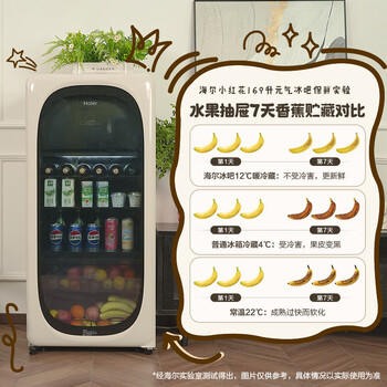 海尔（Haier）小红花169升冰吧家用冷藏保鲜柜客厅大容量小冰箱冰柜双温风冷无霜一级能效LC-169WLH9EY1换新补贴 商品图6