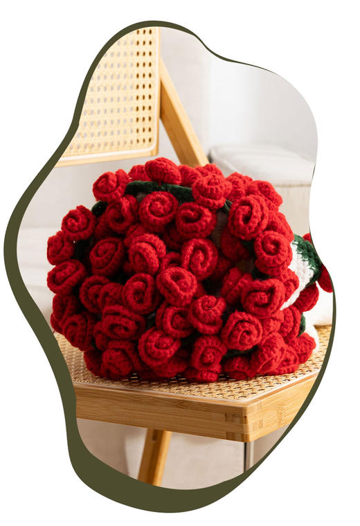 【云优选】加倍生活 玫瑰花束毯 4色可选 手工编织送礼毛毯 鹿毛绒针织毛毯 竹绒毯 玫瑰花保暖针织毯子情人节三八节女神节礼物 送爱人送自己 商品图1