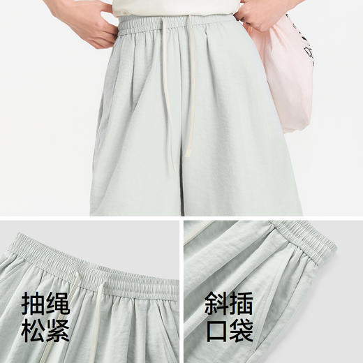 森马休闲裤女夏季宽松垂坠感打褶肌理奶芙短裤松紧腰松弛感A字裤 商品图3