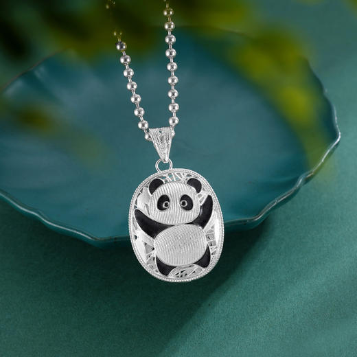 子佩集S990银【熊猫佩佩】情侣套链项链【DSDZ004】原创作品花丝珐琅彩双面吊坠2509 商品图0