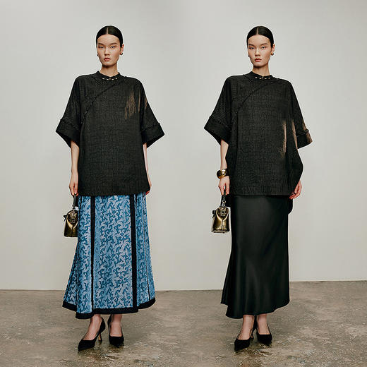 【林栖设计小店】风软流光|手工盘扣香云纱改良氅衣2026夏新款衬衣1962063 商品图4