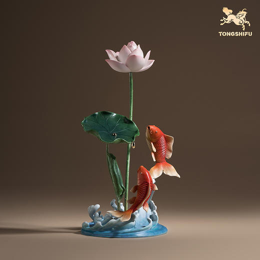 铜师傅《莲年有余》中式铜鱼莲花摆件 家居创意装饰乔迁新居礼物 商品图1