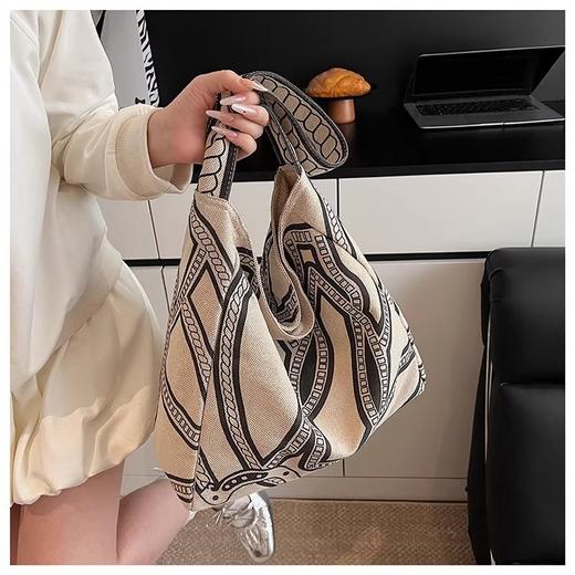 UNI*同款原创小马图腾_编织设计原麻亚麻印花帆布包 商品图11