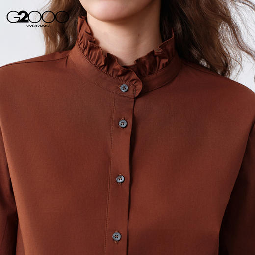 G2000女装SS26商场新款【荷叶立领/棉质弹性】甜美休闲长袖衬衫61243111 商品图2