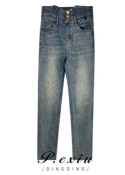 03-4潘依绣丁丁宠粉韩系时尚简约百搭显瘦小脚裤牛仔裤 K3320 商品图0