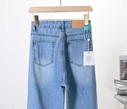 F031887窄版复古阔腿高腰宽松垂感直筒拖地裤修饰腿型显腿长牛仔裤 商品图9