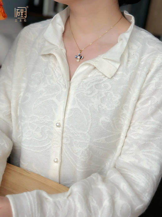 珐琅彩·四叶青925银镀金珍珠项链 | 珐琅彩.四叶青925银镀金珍珠耳饰 商品图10