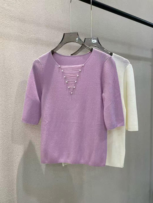 原单重工珍珠V领设计感针织上衣 商品图7