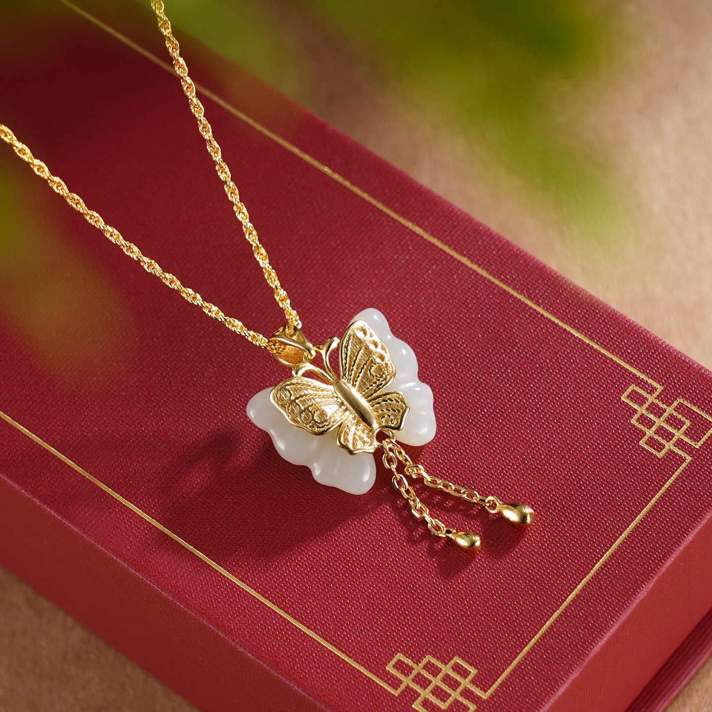 子佩集S925银【秋蝶翩跹】套链项链【DZ05834】和田玉镀金国潮蝴蝶25092401