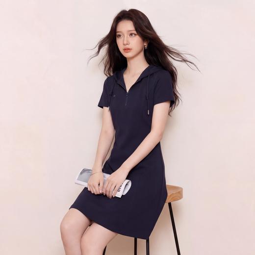 奢姿大码女装2026夏季拉链时尚休闲卫衣连衣裙胖妹妹抽绳连帽裙子9962892286 商品图1