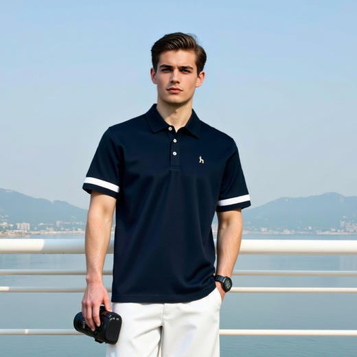 男装夏季新款简约时尚T恤男士休闲翻领短袖polo衫   XLM-CM8687150 商品图2