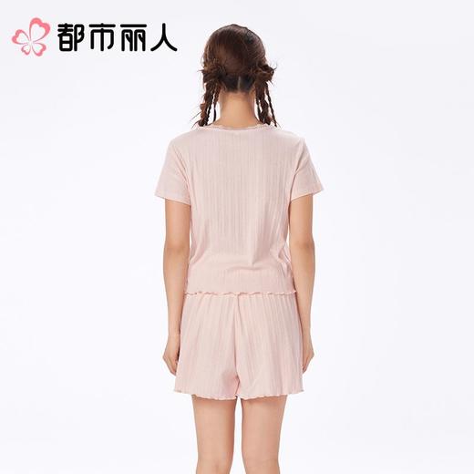 都市丽人睡衣女士睡衣薄家居服针织纯棉提花睡衣女士棉质短袖套装女装短袖短裤LHC2A1 商品图2