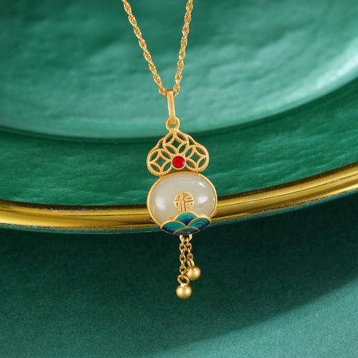 子佩集S925银【云开福至】套链项链【DZ05287】和田玉镀金国潮2509 商品图4