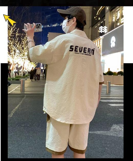 F031826立领复古国风短袖套装休闲纯色棉麻亚麻两件套夏季爆款定制印花工艺T恤 商品图3