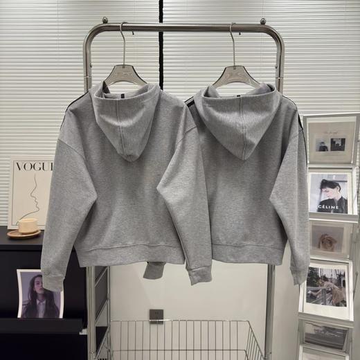 F031850春季新款简约百搭落肩款连帽华棉开衫卫衣外套 商品图1