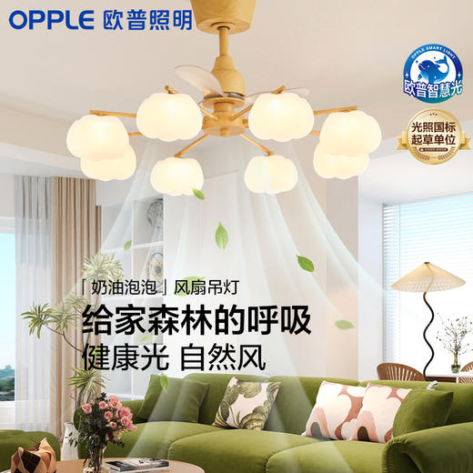 欧普 奶油泡泡 开叶扇全光谱风扇灯 商品图0