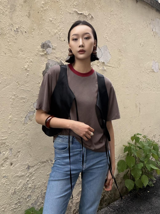 【撞色丝麻】噢蜜ooomeooo红领防晒凉感丝麻T 商品图11