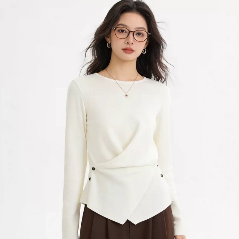 下单3-5天发货！佐姿莎 法式交叉侧系扣收腰针织衫 不规则独特交叉设计 优化身材比例 视觉收腰腹 显高显瘦