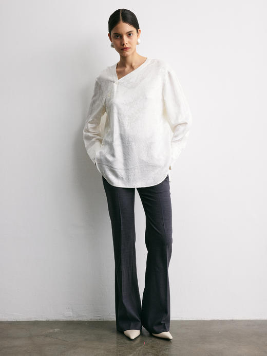 YANYI CHANG｜92890481 脚口开叉修身显瘦喇叭裤 [ 烟墨花灰 ] 商品图8